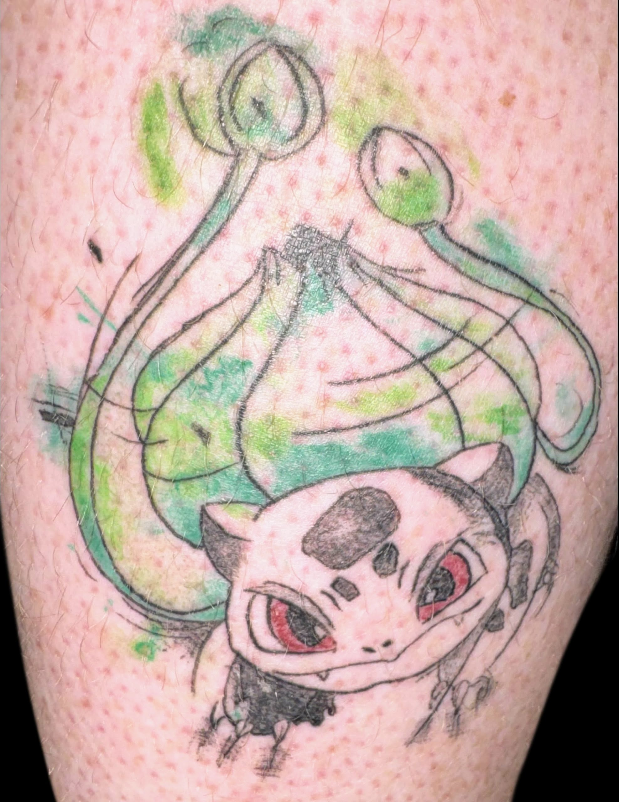 Bulbasaur on my spouse's leg
